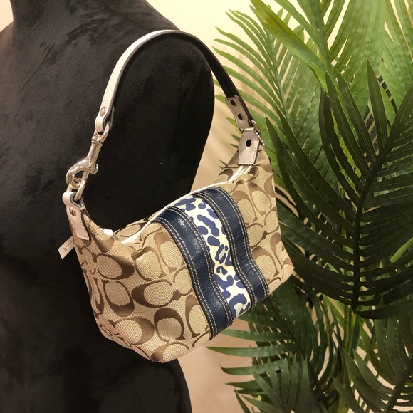 Coach Hampton Signature Mini Satchel Leopard Detail Colorblock Handbag - Picture 1 of 11